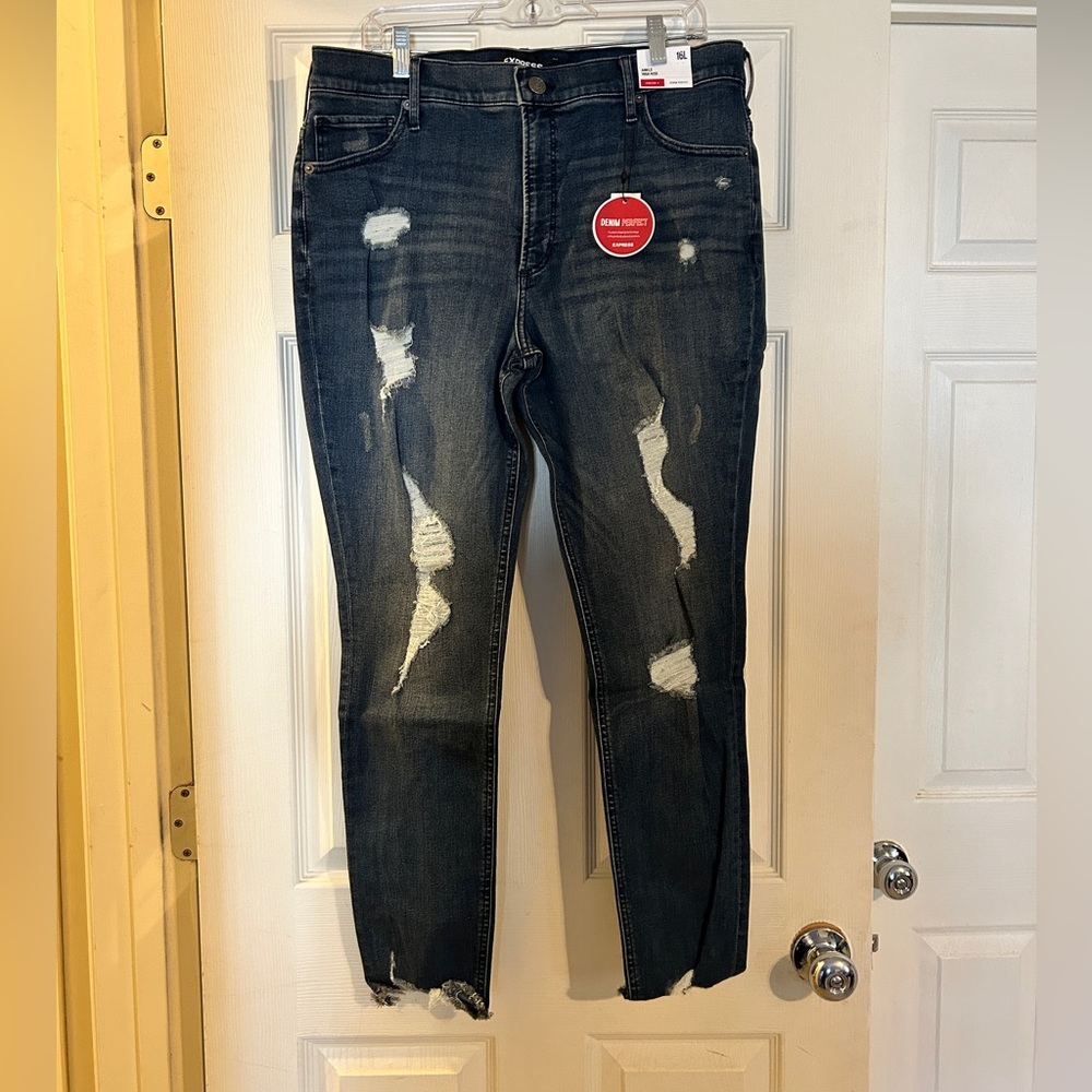 Women’s Distressed Stretchy Blue Jeans from Express